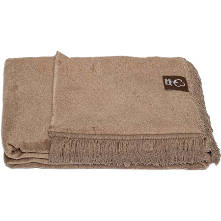 Koc bawełniano-akrylowy z frędzlami Basic Cotton Cloud 150x200cm 430 g/m2 - Ciepły Brąz