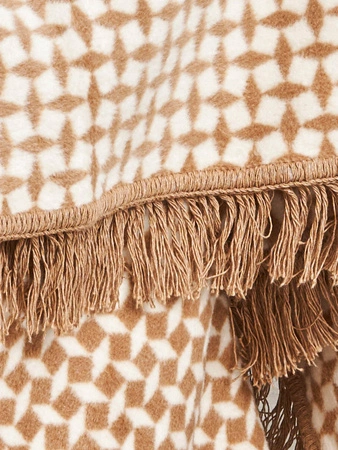 Koc bawełniano-akrylowy romby z frędzlami dwustronny Cotton Cloud 150x200cm - Brązowy