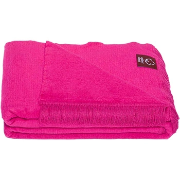 Koc bawełniano-akrylowy z frędzlami Basic Cotton Cloud 150x200cm 430 g/m2 - Ciemnoróżowy/Fuksja