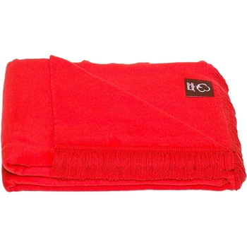 Koc bawełniano-akrylowy z frędzlami Basic Cotton Cloud 150x200cm 430 g/m2 - Czerwony