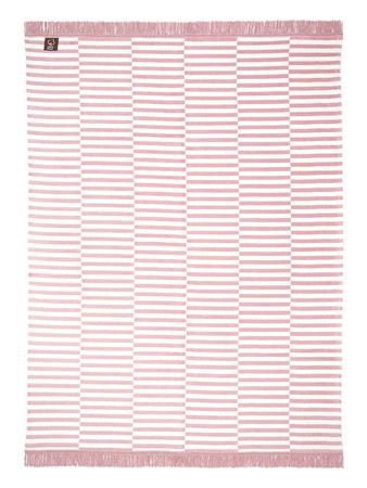 Koc bawełniano-akrylowy plażowe paski z frędzlami dwustronny Cotton Cloud 150x200cm - Brudny Róż