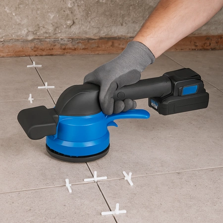 Przyssawka wibrująca akumulatorowa do układania płytek, zestaw z ładowarką + 2 x akumulator 2000mAh 18V