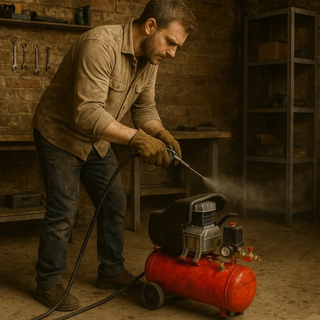 Kompresor olejowy sprężarka 24l + pistolet do malowania, zestaw 8w1 z akcesoriami