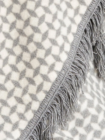 Koc bawełniano-akrylowy romby z frędzlami dwustronny Cotton Cloud 150x200cm - Szary