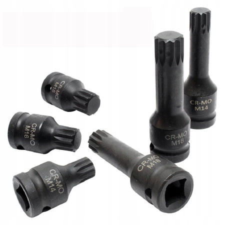 Klucze udarowe spline 1/2" M14-M18 6 elementów