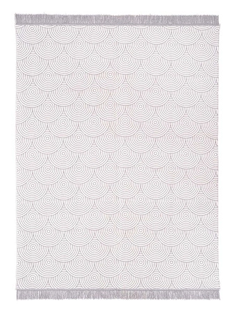 Koc bawełniano-akrylowy rybia łuska z frędzlami dwustronny Cotton Cloud 150x200cm - Szary