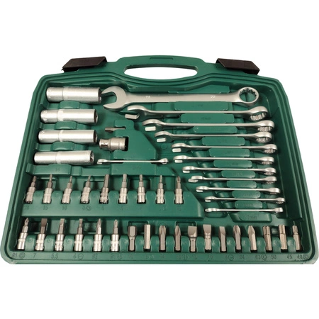 Zestaw kluczy nasadowych i płaskich, 94 el.