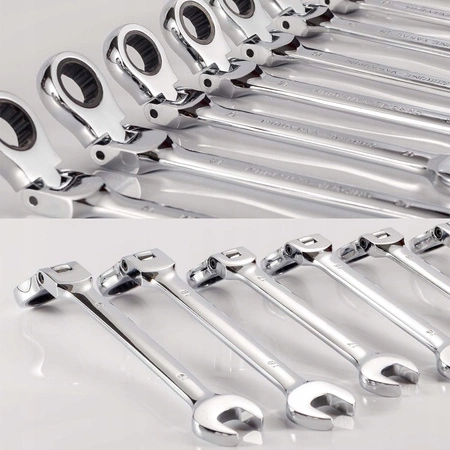 KLUCZE PŁASKO OCZKOWE Z GRZECHOTKĄ ŁAMANE 8-19MM 12el