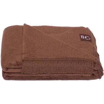 Koc bawełniano-akrylowy z frędzlami Basic Cotton Cloud 150x200cm 430 g/m2 - Ciemnobrązowy