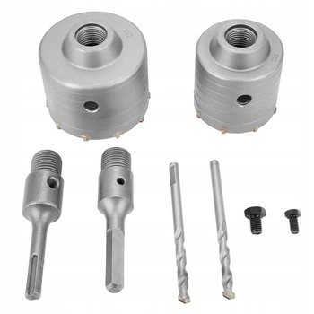 Otwornica frezy do muru betonu 65+80mm + 2 adaptery 110mm + 2 wiertła zestaw