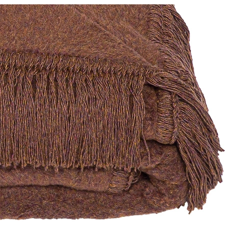 Koc bawełniano-akrylowy z frędzlami Basic Cotton Cloud 150x200cm 430 g/m2 - Ciemnobrązowy