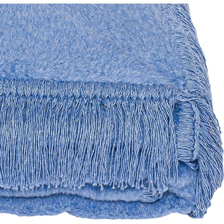 Koc bawełniano-akrylowy z frędzlami Basic Cotton Cloud 150x200cm 430 g/m2 - Niebieski Nordpol