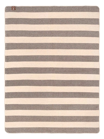 Koc bawełniano-akrylowy pasy zygzaki dwustronny Cotton Cloud 150x200cm - Czarny/Beżowy