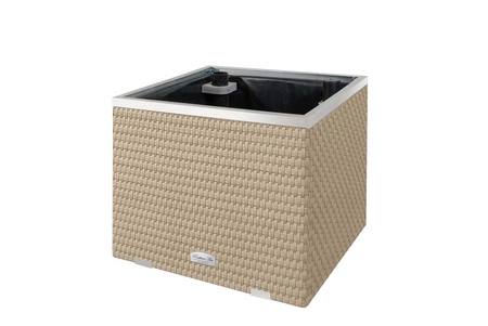 Donica ogrodowa technorattanowa z nawodnieniem 50x50x43cm RD18 - Kremowy