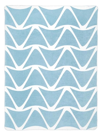 Koc bawełniano-akrylowy fale dwustronny Cotton Cloud 150x200cm - Jasnoniebieski