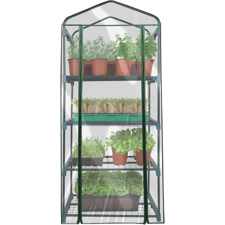Mini szklarnia ogrodowa balkonowa pionowa foliak 4 półki, 160x70x50 cm