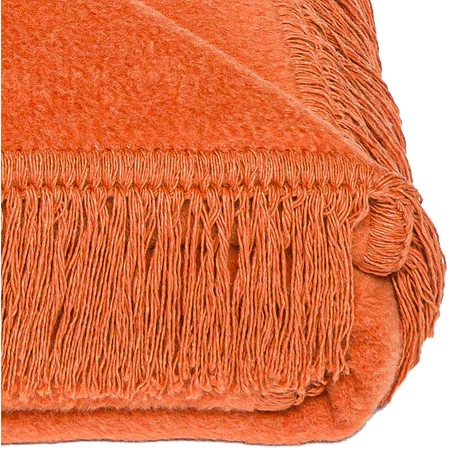 Koc bawełniano-akrylowy z frędzlami Basic Cotton Cloud 150x200cm 430 g/m2 - Pomarańczowy
