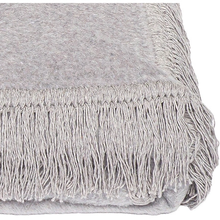 Koc bawełniano-akrylowy z frędzlami Basic Cotton Cloud 150x200cm 430 g/m2 - Srebrny