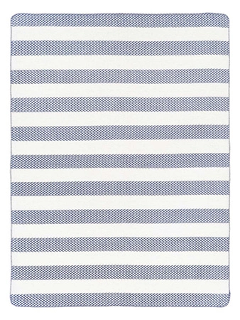 Koc bawełniano-akrylowy pasy zygzaki dwustronny Cotton Cloud 150x200cm - Granatowy/Biały