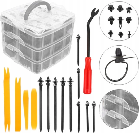 Spinki kołki klipsy samochodowe do tapicerki auta 815 el zestaw + ściągacz