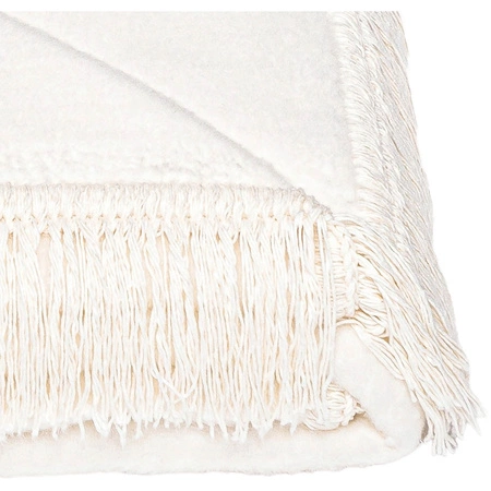 Koc bawełniano-akrylowy z frędzlami Basic Cotton Cloud 150x200cm 430 g/m2 - Biały