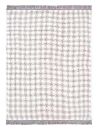 Koc bawełniano-akrylowy romby z frędzlami dwustronny Cotton Cloud 150x200cm - Szary