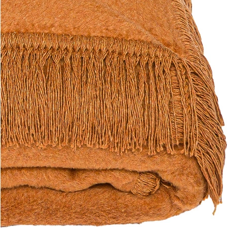 Koc bawełniano-akrylowy z frędzlami Basic Cotton Cloud 150x200cm 430 g/m2 - Camel