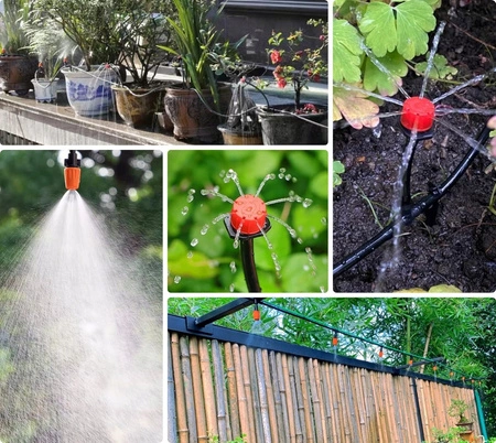 Zestaw do nawadniania ogrodu szklarni trawników kurtyna, wąż ogrodowy 30m + dysze