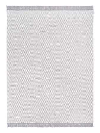 Koc bawełniano-akrylowy zygzak z frędzlami dwustronny Cotton Cloud 150x200cm - Szary