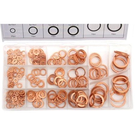 Podkładki miedziane zestaw 1-1,5mm, 220el.