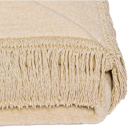 Koc bawełniano-akrylowy z frędzlami Basic Cotton Cloud 150x200cm 430 g/m2 - Ciepły Beż