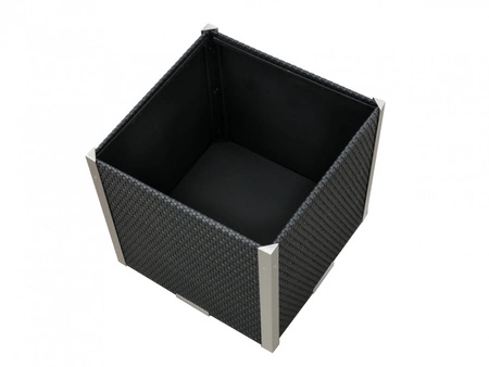 Donica ogrodowa technorattanowa 46x46x46cm aluminiowe elementy RD04 - Czarny
