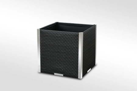 Donica ogrodowa technorattanowa 46x46x46cm aluminiowe elementy RD04 - Czarny