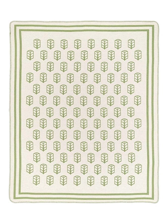 Koc pled bawełniano-akrylowy klaser dwustronny Cotton Cloud 165x200cm 500 g/m2 - Zielony/Biały