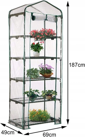 Mini szklarnia ogrodowa 5 półek, 195x70x50cm