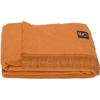 Koc bawełniano-akrylowy z frędzlami Basic Cotton Cloud 150x200cm 430 g/m2 - Camel