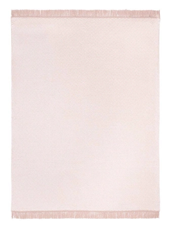 Koc bawełniano-akrylowy zygzak z frędzlami dwustronny Cotton Cloud 150x200cm - Beżowy