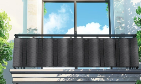 Osłona balkonowa technorattanowa 750 g/m2 100x100cm RX111, Szaro-czarny