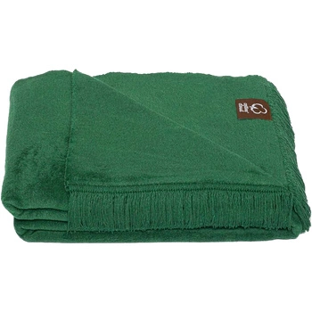 Koc bawełniano-akrylowy z frędzlami Basic Cotton Cloud 150x200cm 430 g/m2 - Butelkowa Zieleń