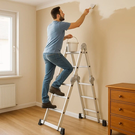 Drabina aluminiowa składana z platformą 4x3 346cm