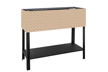 Donica na zioła Ziołownik z nawodnieniem i stelażem 95x40x30cm RD18, Kremowy