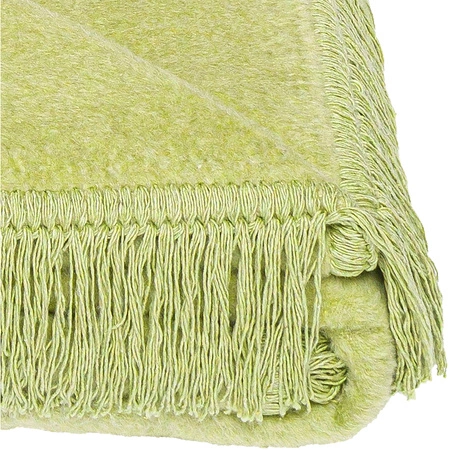 Koc bawełniano-akrylowy z frędzlami Basic Cotton Cloud 150x200cm 430 g/m2 - Jasnozielony