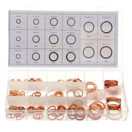 Podkładki miedziane zestaw 1-1,5mm, 220el.