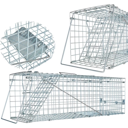 Pułapka żywołapka na kuny, łasice i szczury metalowa składana 60x21x18cm