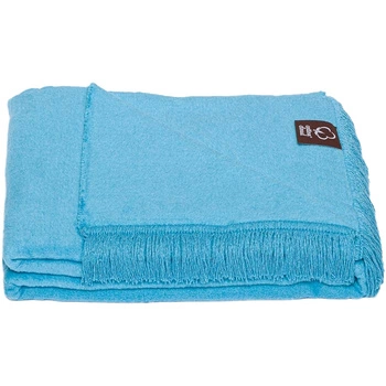 Koc bawełniano-akrylowy z frędzlami Basic Cotton Cloud 150x200cm 430 g/m2 - Błękitny