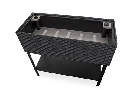 Donica na zioła Ziołownik z nawodnieniem i stelażem 95x40x30cm RD04, Czarny