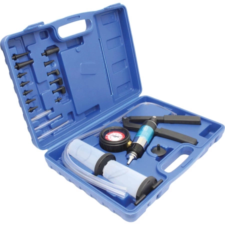 Pompka próżniowa do odpowietrzania i wymiany płynu hamulcowego zestaw z akcesoriami