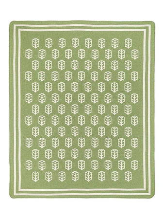 Koc pled bawełniano-akrylowy klaser dwustronny Cotton Cloud 165x200cm 500 g/m2 - Zielony/Biały