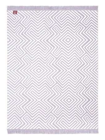 Koc bawełniano-akrylowy labirynt z frędzlami dwustronny Cotton Cloud 150x200cm - Szary