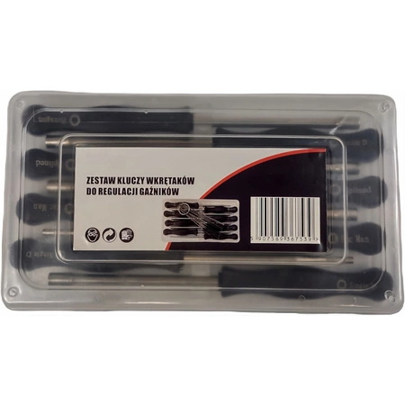 Klucze wkrętaki do regulacji gaźników 8szt + szczotki do dysz 12szt zestaw w etui